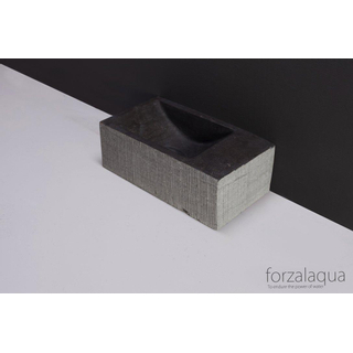 Forzalaqua Venetia Xs fonteinbak 29x16x10cm wasbak Links 1 kraangat rechts Natuursteen Blauw grijs gefrijnd